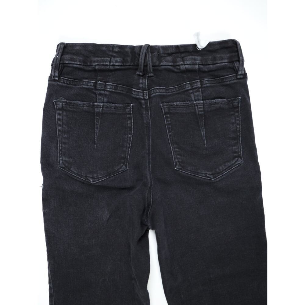 Good American Washed Black High Rise Button Fly Flare Jeans Raw Hem Size 6/28 - Picture 8 of 16
